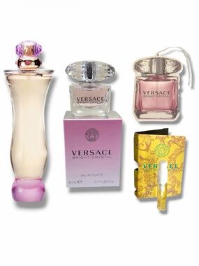 4 Versace EDP Set Versace Women Bright Crystal Car Air Freshener Yellow Diamond